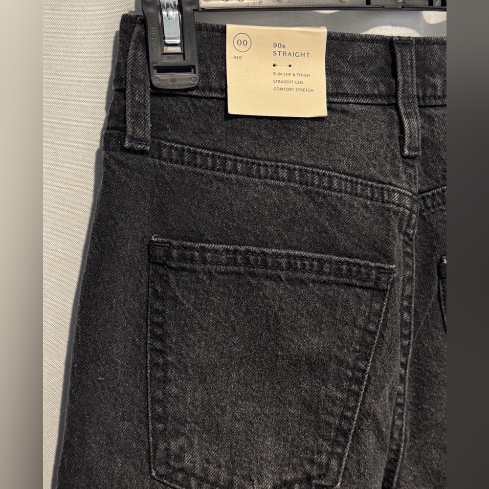 Universal Thread High Rise 90s Straight Leg Jeans Stretch Black Denim 00 R NWT - Picture 7 of 13